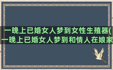 一晚上已婚女人梦到女性生殖器(一晚上已婚女人梦到和情人在娘家)