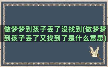 做梦梦到孩子丢了没找到(做梦梦到孩子丢了又找到了是什么意思)