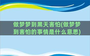 做梦梦到黑天害怕(做梦梦到害怕的事情是什么意思)