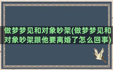 做梦梦见和对象吵架(做梦梦见和对象吵架跟他要离婚了怎么回事)