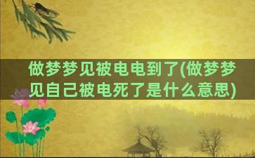 做梦梦见被电电到了(做梦梦见自己被电死了是什么意思)