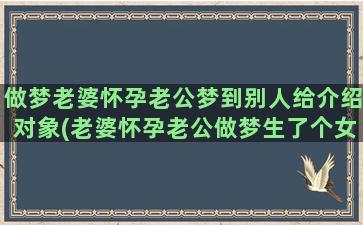 做梦老婆怀孕老公梦到别人给介绍对象(老婆怀孕老公做梦生了个女孩准吗)