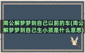 周公解梦梦到自己以前的车(周公解梦梦到自己生小孩是什么意思)