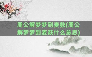 周公解梦梦到麦麸(周公解梦梦到麦麸什么意思)