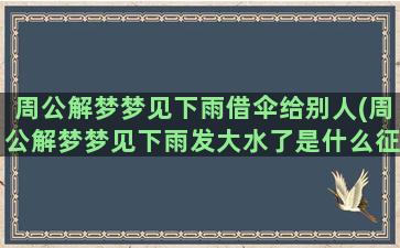 周公解梦梦见下雨借伞给别人(周公解梦梦见下雨发大水了是什么征兆)