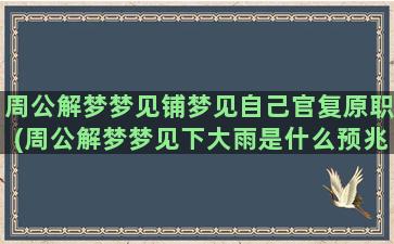 周公解梦梦见铺梦见自己官复原职(周公解梦梦见下大雨是什么预兆)