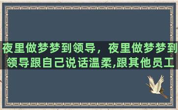 夜里做梦梦到领导，夜里做梦梦到领导跟自己说话温柔,跟其他员工不好