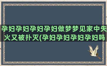 孕妇孕妇孕妇孕妇做梦梦见家中失火又被扑灭(孕妇孕妇孕妇孕妇吗)