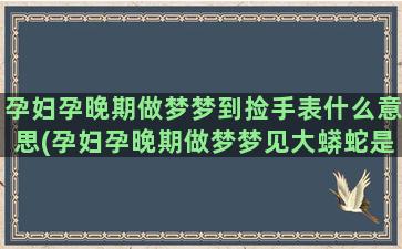 孕妇孕晚期做梦梦到捡手表什么意思(孕妇孕晚期做梦梦见大蟒蛇是什么意思)