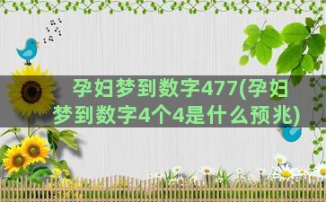 孕妇梦到数字477(孕妇梦到数字4个4是什么预兆)