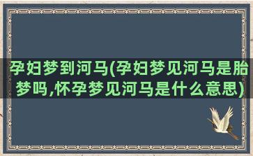 孕妇梦到河马(孕妇梦见河马是胎梦吗,怀孕梦见河马是什么意思)