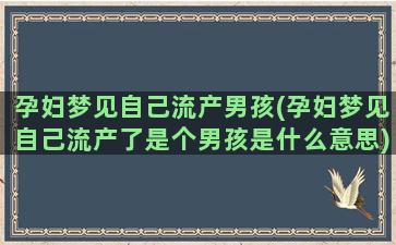 孕妇梦见自己流产男孩(孕妇梦见自己流产了是个男孩是什么意思)