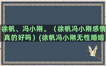 徐帆、冯小刚。（徐帆冯小刚感情真的好吗）(徐帆冯小刚无性婚姻)