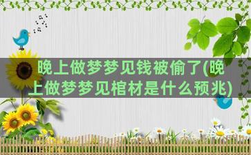 晚上做梦梦见钱被偷了(晚上做梦梦见棺材是什么预兆)