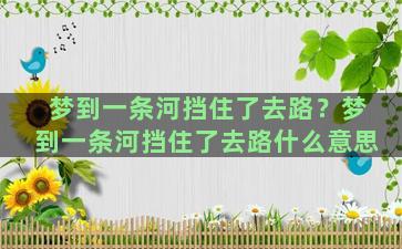 梦到一条河挡住了去路？梦到一条河挡住了去路什么意思