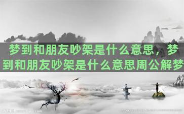 梦到和朋友吵架是什么意思，梦到和朋友吵架是什么意思周公解梦