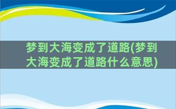 梦到大海变成了道路(梦到大海变成了道路什么意思)