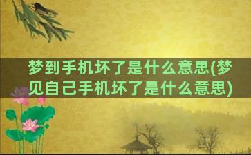 梦到手机坏了是什么意思(梦见自己手机坏了是什么意思)