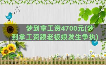 梦到拿工资4700元(梦到拿工资跟老板娘发生争执)