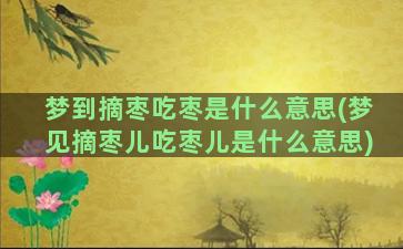 梦到摘枣吃枣是什么意思(梦见摘枣儿吃枣儿是什么意思)