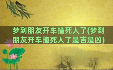 梦到朋友开车撞死人了(梦到朋友开车撞死人了是吉是凶)