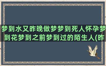 梦到水又昨晚做梦梦到死人怀孕梦到花梦到之前梦到过的陌生人(昨晚梦见水是啥意思)