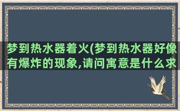 梦到热水器着火(梦到热水器好像有爆炸的现象,请问寓意是什么求助)