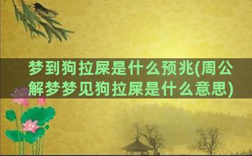 梦到狗拉屎是什么预兆(周公解梦梦见狗拉屎是什么意思)