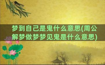 梦到自己是鬼什么意思(周公解梦做梦梦见鬼是什么意思)