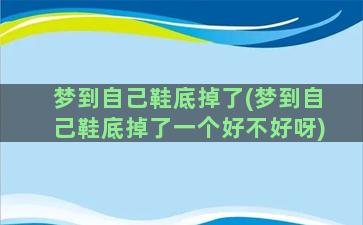 梦到自己鞋底掉了(梦到自己鞋底掉了一个好不好呀)