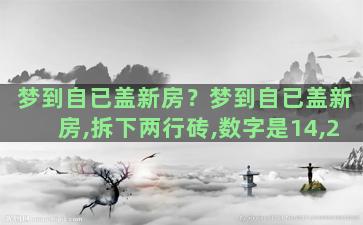 梦到自已盖新房？梦到自已盖新房,拆下两行砖,数字是14,2