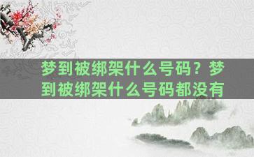 梦到被绑架什么号码？梦到被绑架什么号码都没有