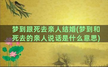 梦到跟死去亲人结婚(梦到和死去的亲人说话是什么意思)