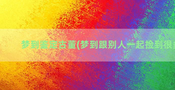 梦到鉴定古董(梦到跟别人一起捡到很多古董)