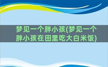 梦见一个胖小孩(梦见一个胖小孩在田里吃大白米饭)