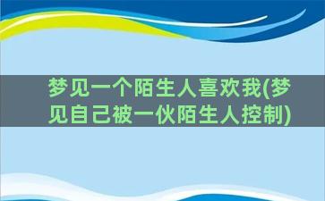 梦见一个陌生人喜欢我(梦见自己被一伙陌生人控制)