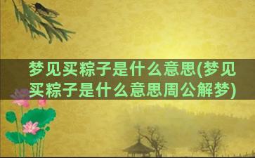 梦见买粽子是什么意思(梦见买粽子是什么意思周公解梦)