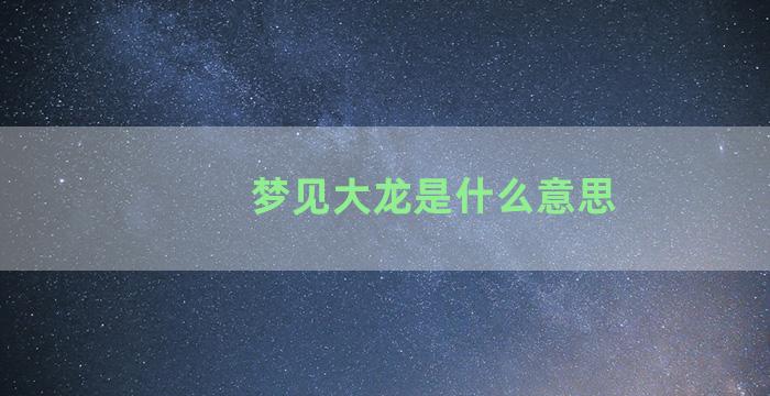 梦见大龙是什么意思