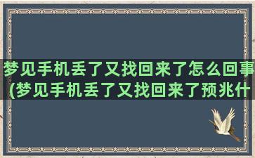 梦见手机丢了又找回来了怎么回事(梦见手机丢了又找回来了预兆什么解梦)