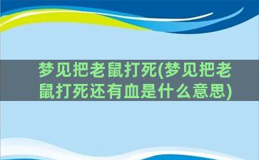 梦见把老鼠打死(梦见把老鼠打死还有血是什么意思)