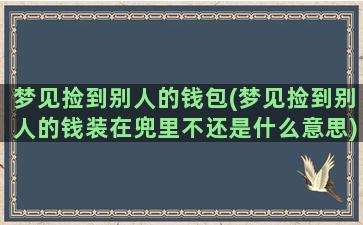 梦见捡到别人的钱包(梦见捡到别人的钱装在兜里不还是什么意思)