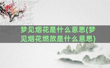 梦见烟花是什么意思(梦见烟花燃放是什么意思)