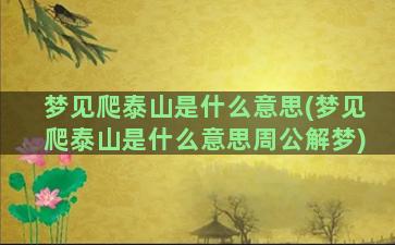 梦见爬泰山是什么意思(梦见爬泰山是什么意思周公解梦)