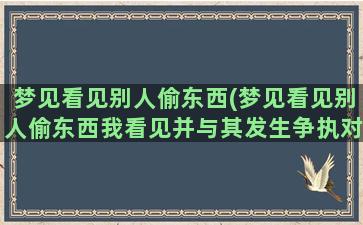 梦见看见别人偷东西(梦见看见别人偷东西我看见并与其发生争执对方拿刀捅我)