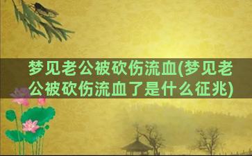 梦见老公被砍伤流血(梦见老公被砍伤流血了是什么征兆)