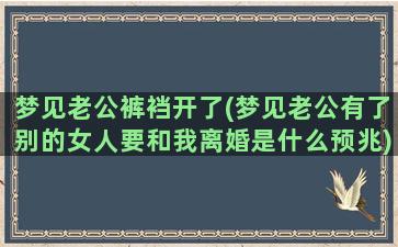 梦见老公裤裆开了(梦见老公有了别的女人要和我离婚是什么预兆)