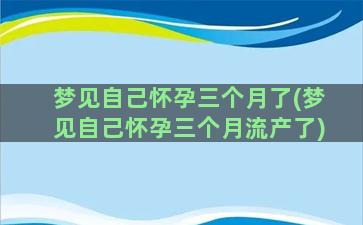 梦见自己怀孕三个月了(梦见自己怀孕三个月流产了)