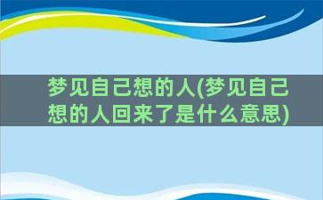 梦见自己想的人(梦见自己想的人回来了是什么意思)