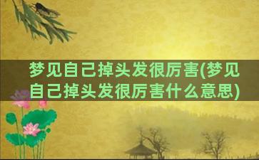 梦见自己掉头发很厉害(梦见自己掉头发很厉害什么意思)