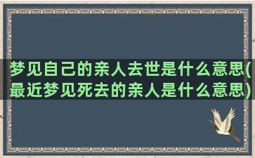 梦见自己的亲人去世是什么意思(最近梦见死去的亲人是什么意思)